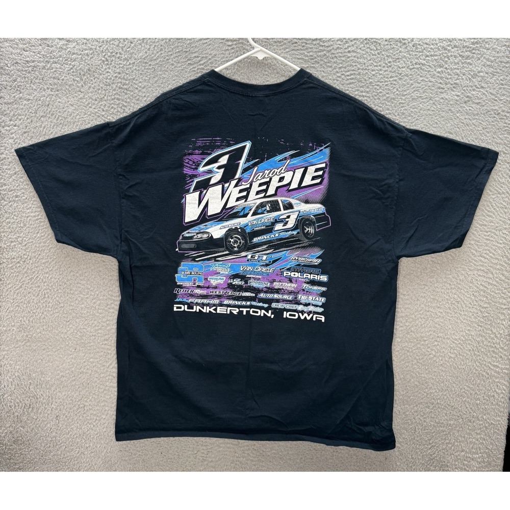 Gildan Shirt Adult 2XL XXL Black Short Sleeve Crewneck Stock Car Racing Mens